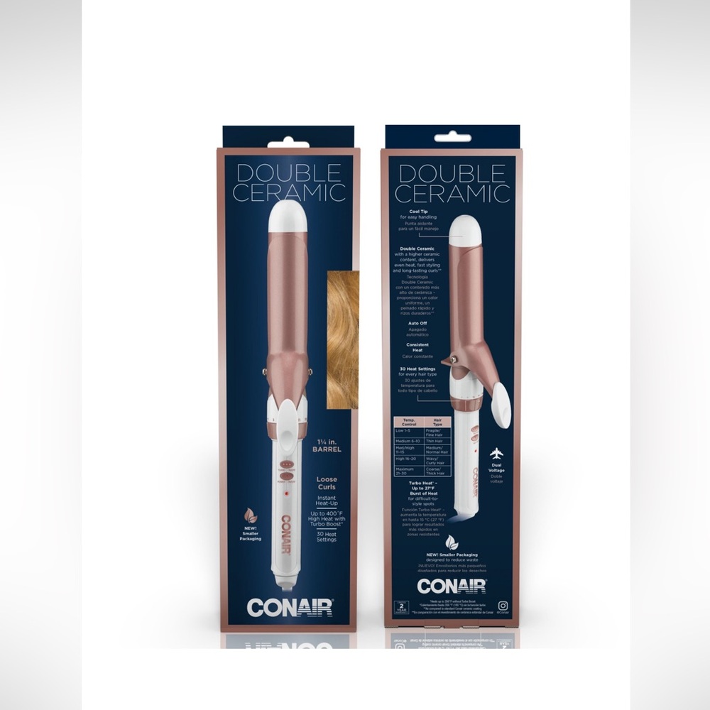 Rose Gold and White Curling Iron with Adjustable Heat Dial